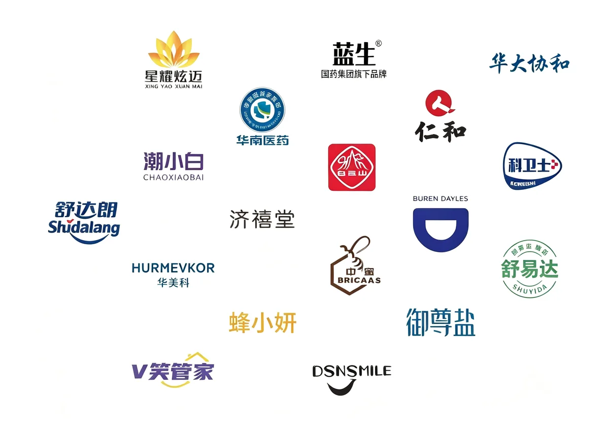 A selection of Yajieer partner brand logos